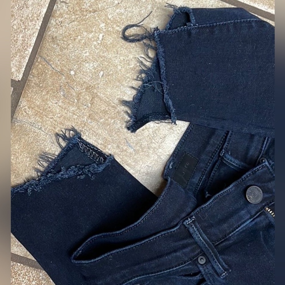 Mother Jeans Stunner Zip Ankle Step Fray High Rise Dark Blk Blue Casual NWT - Picture 12 of 14